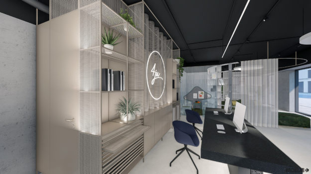 návrh interiéru predajne dizajnového sedacieho nábytku v Urban Residence