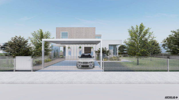 návrh rodinného domu v Miloslavove s modernou fasádou